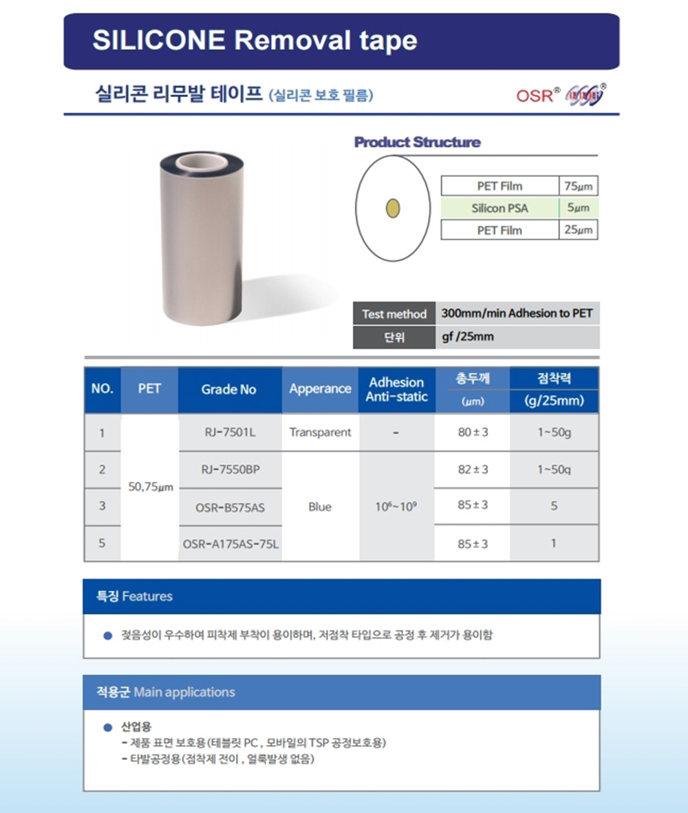 Silicone Removal,오성실리콘리무발,오성 실리콘 리무발테이프,오성 리무발